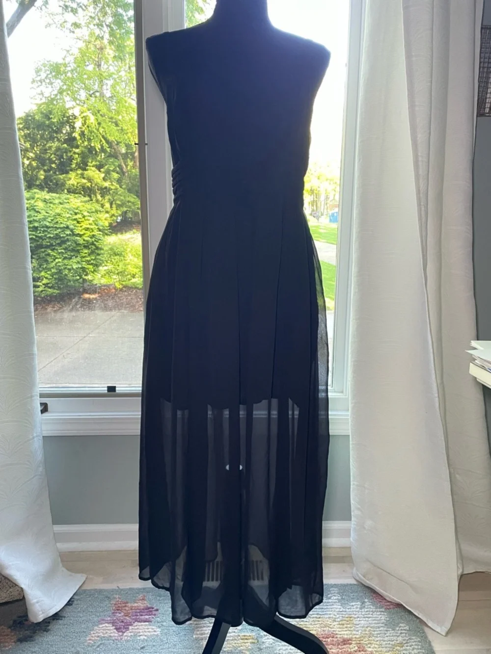 Abercrombie & Fitch Black Sleeveless Chiffon Maxi Dress